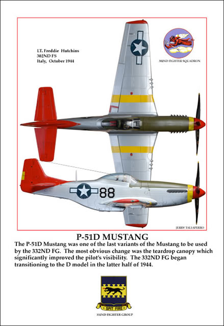 "P-51D Mustang" Tuskegee Airmen Print by Jerry Taliaferro